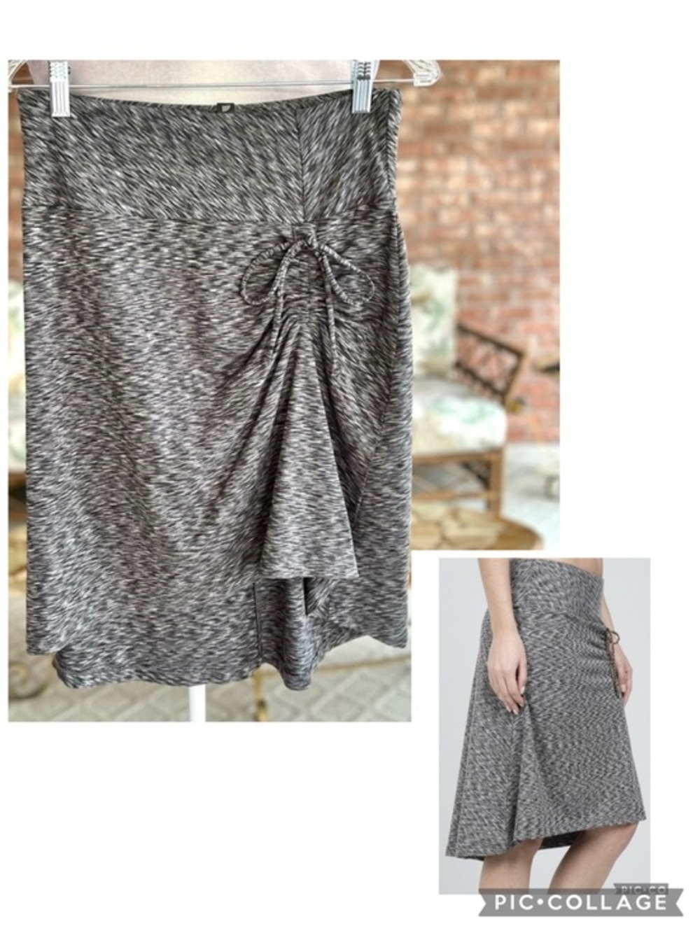 The North Face Cypress Grey Space Dye Ruched Hi Low A-Line Skirt S Travel